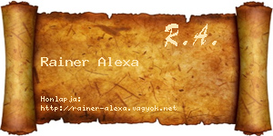 Rainer Alexa névjegykártya